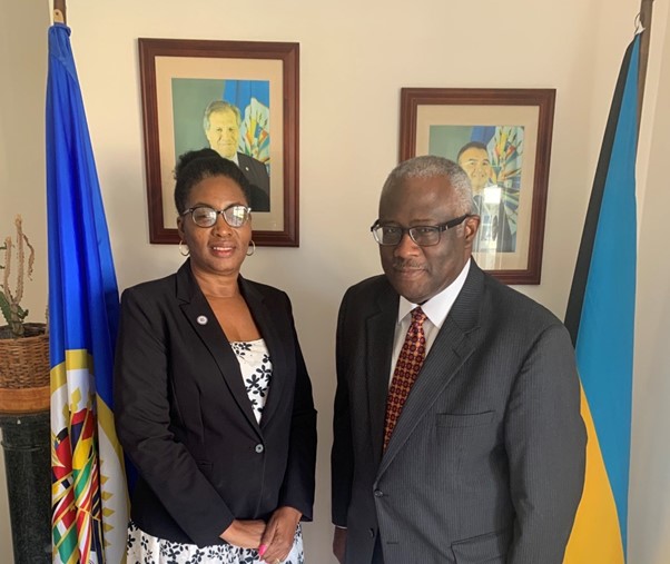 Ambassador Louis Harold Joseph, Embassy of Haiti, Pays OAS Representative Phyllis Baron a Courtesy Call at The Bahamas National Office(November 15, 2022)